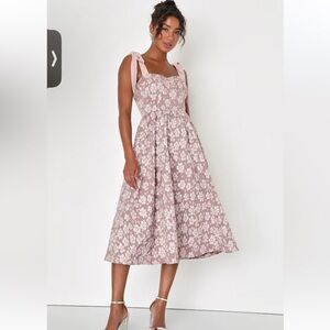 NWT Lulus | Pink Floral Bustier Crepe Dress - XL